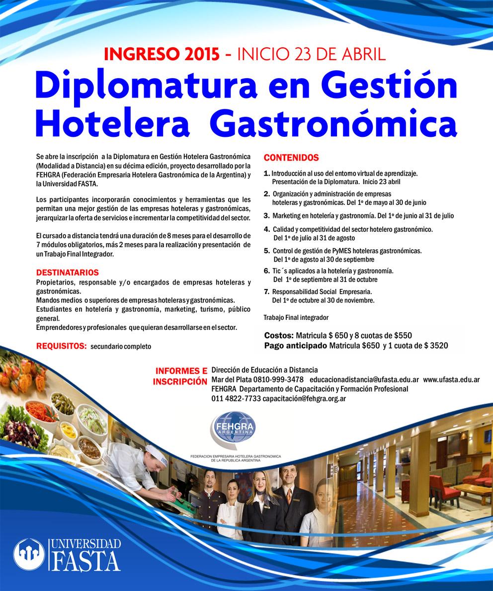 Diplomatura en Gestión Hotelera y Gastronómica. ABIERTA LA INSCRIPCION
