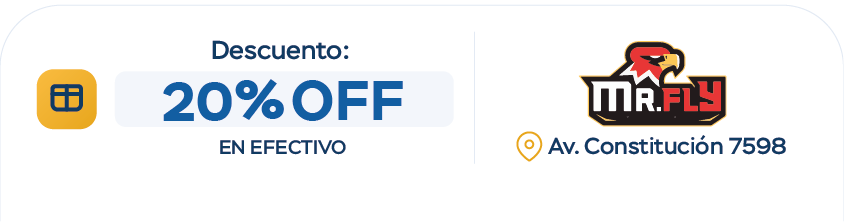 Descuento 20% OFF en efectivo - Mr. Fly - Av. Constitución 7598