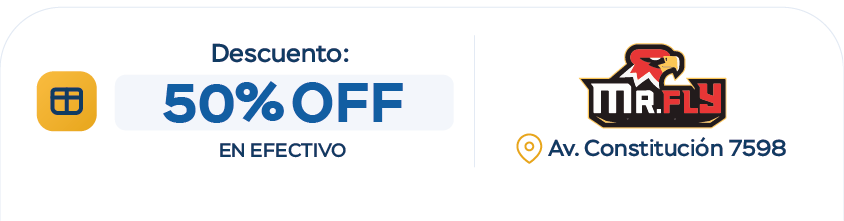 Descuento 50% OFF en efectivo - Mr. Fly - Av. Constitución 7598